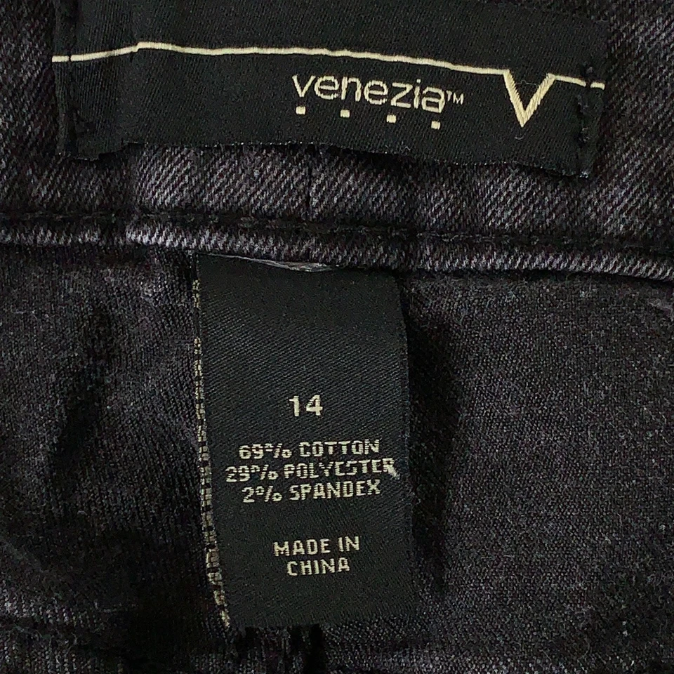 Pantalones cortos de jean Venezia para mujer talla 14 negros lavados senim con cuentas tiro medio cortados Foto 2 de 4