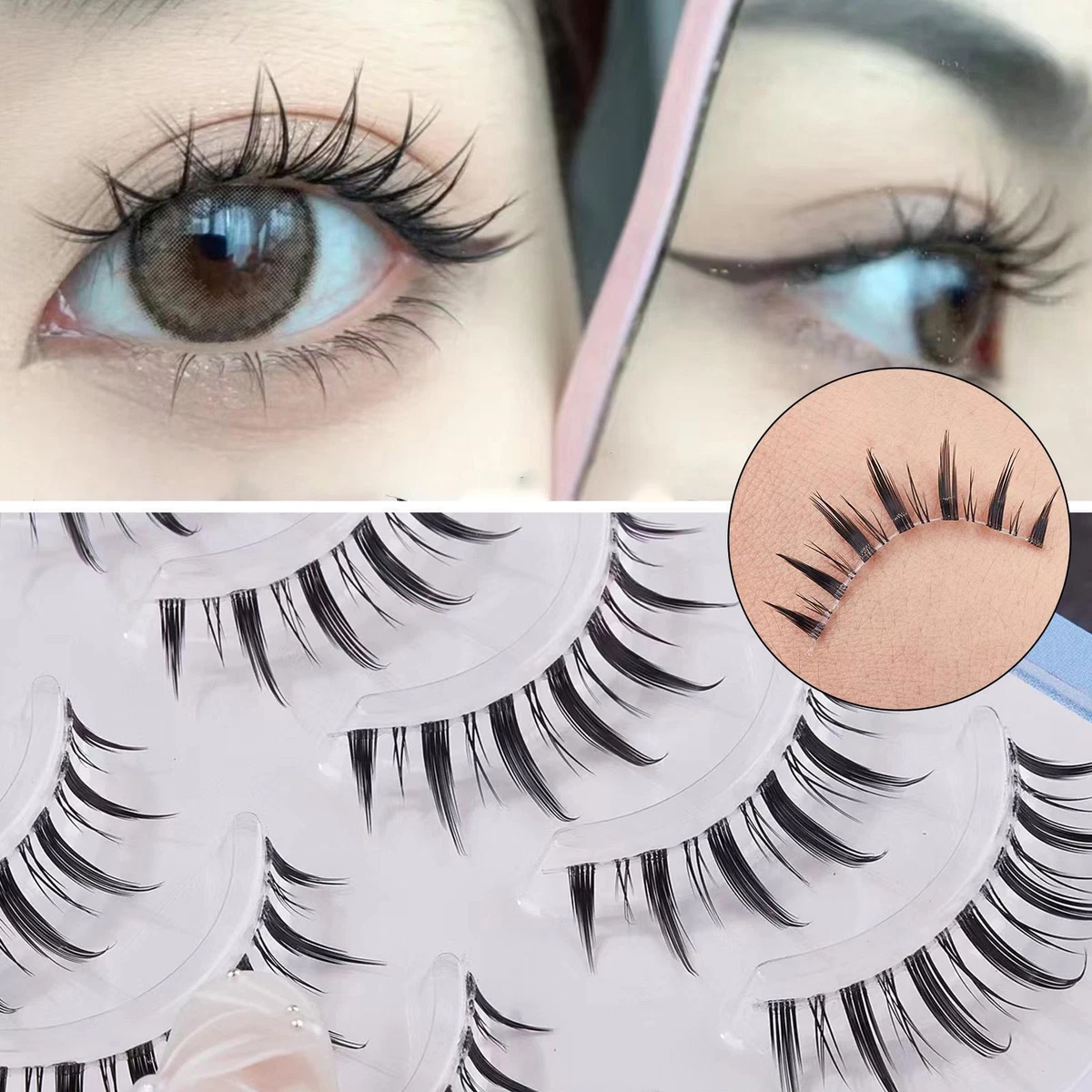 Spiky Manga Lashes Anime Cosplay Eyelashes Natural - Temu