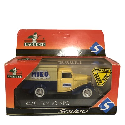 Solido #4436, 1934 Ford Delivery Pickup Truck, Miko Ice Cream 1:43 Scale NIB