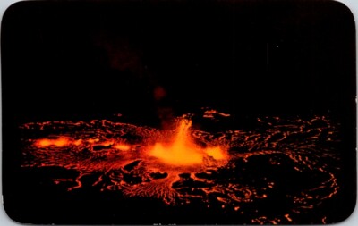 Postcard Eruption Halemaumau Home Fire God Pele Kilauea Volcano Hawaii HI   N227