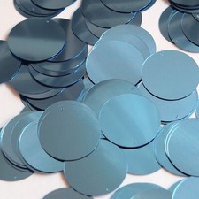 Round Flat Sequin 30mm Light Blue Metallic. Couture paillettes. Made in USA