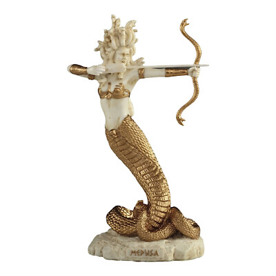 Wütende Medusa schießender Pfeil begrenzt Marmor Polyresin Statue Skulptur 6,1 Zoll