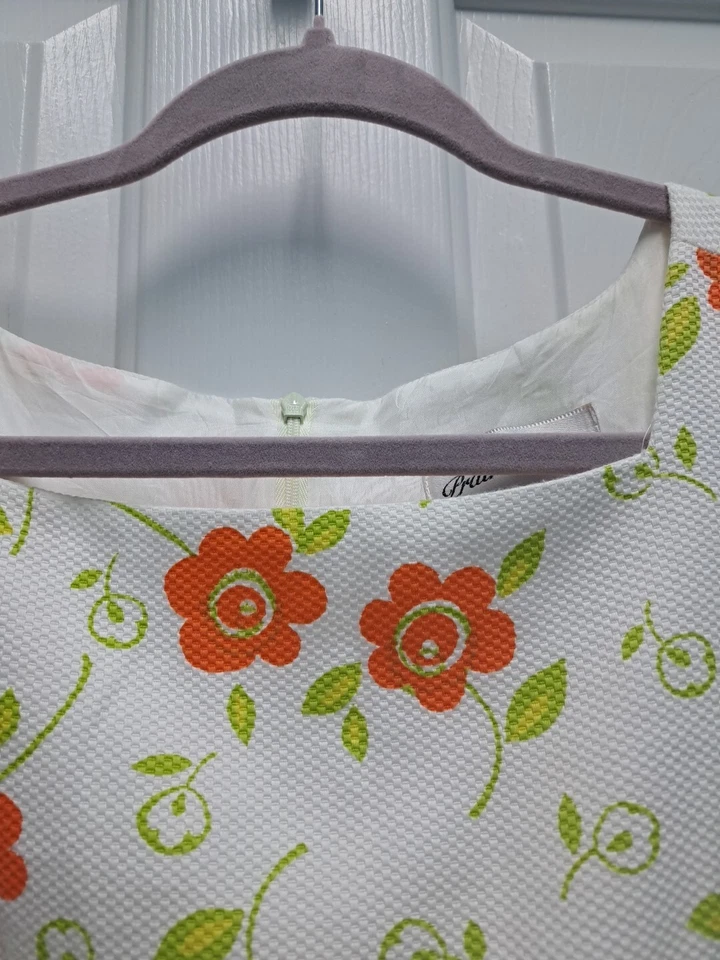 Vestido Flower Power 1960/70s Vintage Tamanho 8 Rosa Pradaria, Laranja, Verde - Imagem 4 de 4