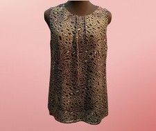 Tory Burch Animal Print Sleeveless Silk Top Dress Blouse Sz 10