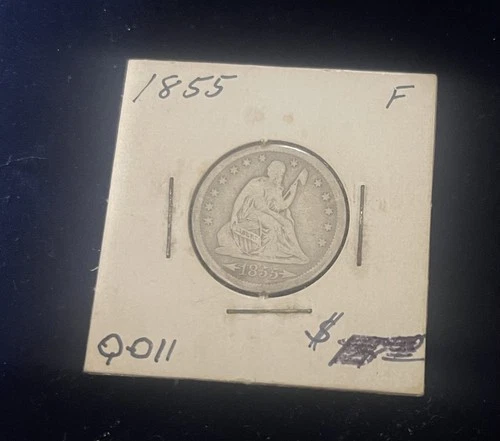 1855 Silver Seated Liberty Quarter 25c - Arrows - No Rays