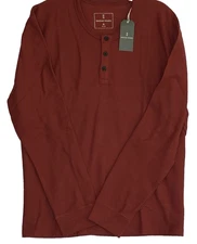 Mutual Weave Men Size XXL Shirt Henley Neckline Long Sleeve Red Heather NEW
