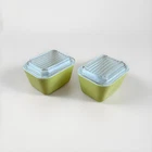 TWO Vintage PYREX Yellow Refrigerator Dishes 501B 1-1/2 Cup With Lids