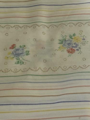 Vintage THOMASTON SWISS BOUQUET KING SIZE FLAT SHEET PINK BLUE YELLOW FLORAL ST - Picture 4 of 7