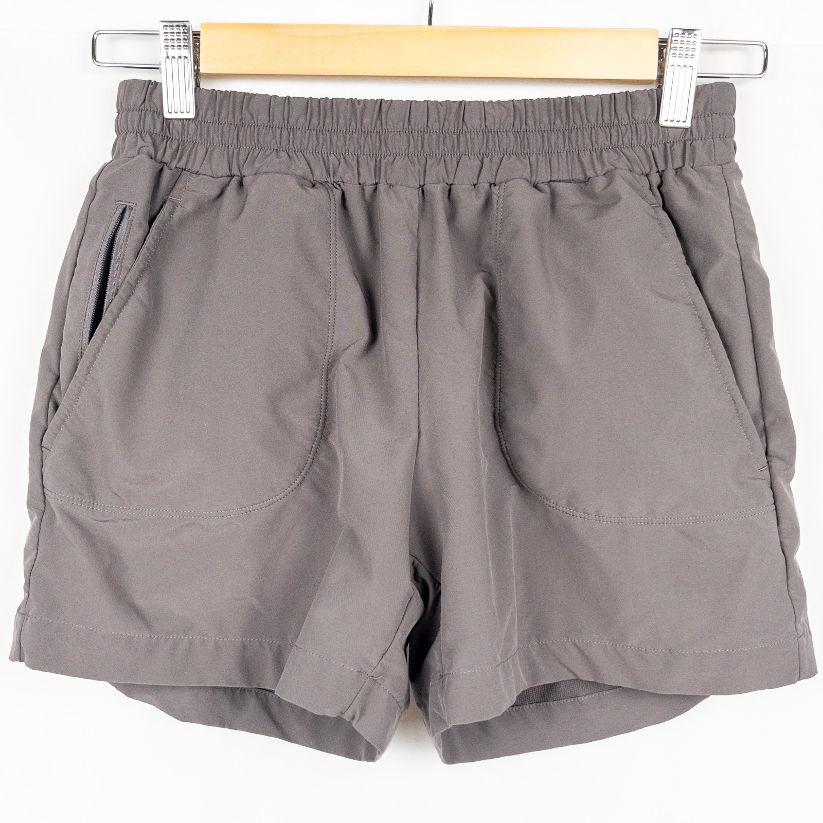 Zella Women’s Gray Athletic Shorts Small Zip Pocket Hiking Running Athleisure