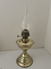 Antique Victorian Brass Oil Lamp Glass Funnel Chimney