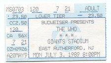 Vintage 1989 The Who Concert Ticket Stub East Rutherford NJ
