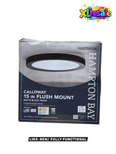 Home Decorators Collection Calloway 15 in.Matte Black Selectable LED Flush Mount