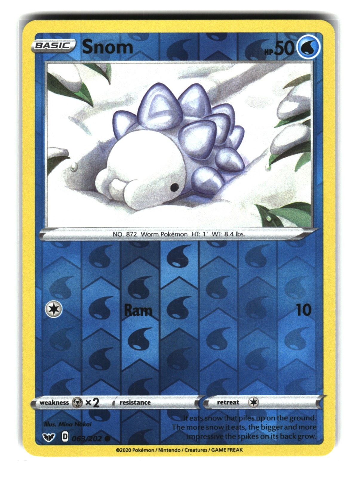 Snom 063/202 Reverse Holo Common Sword and Shield Base Set Pokemon Card 2020
