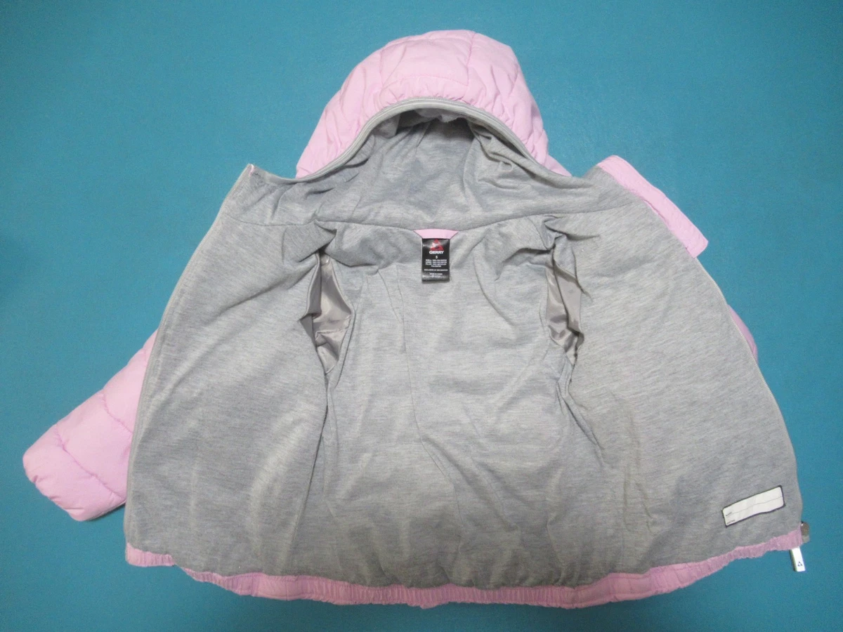 Gerry Girl's Size 5 Jersey Lined Puffer Hooded Zip Up Jacket w/Pockets Pink/Gray