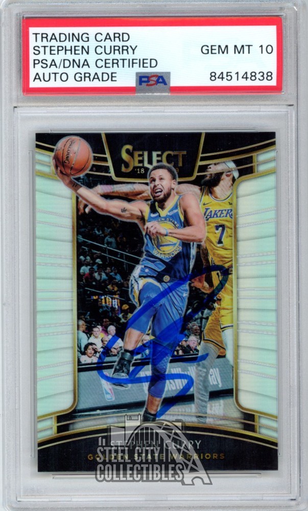 Stephen Curry 2018-19 Panini Select Autographed Silver Card #1- PSA/DNA 10