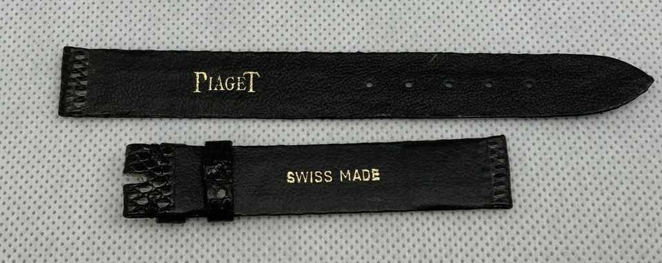 Correa de reloj Piaget 14 mm vestido delgado negro hecho en Suiza OEM AUTÉNTICO (1B) Foto 4 de 4