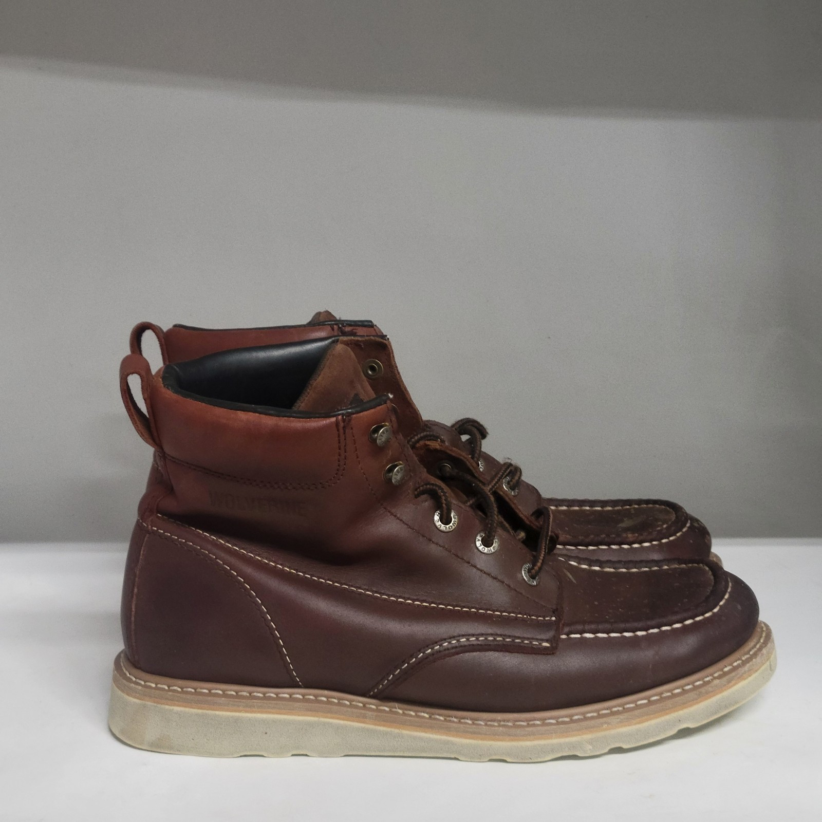 Wolverine 6 Inch Moc Soft Toe Boot in Rust Copper for Men Size 12M