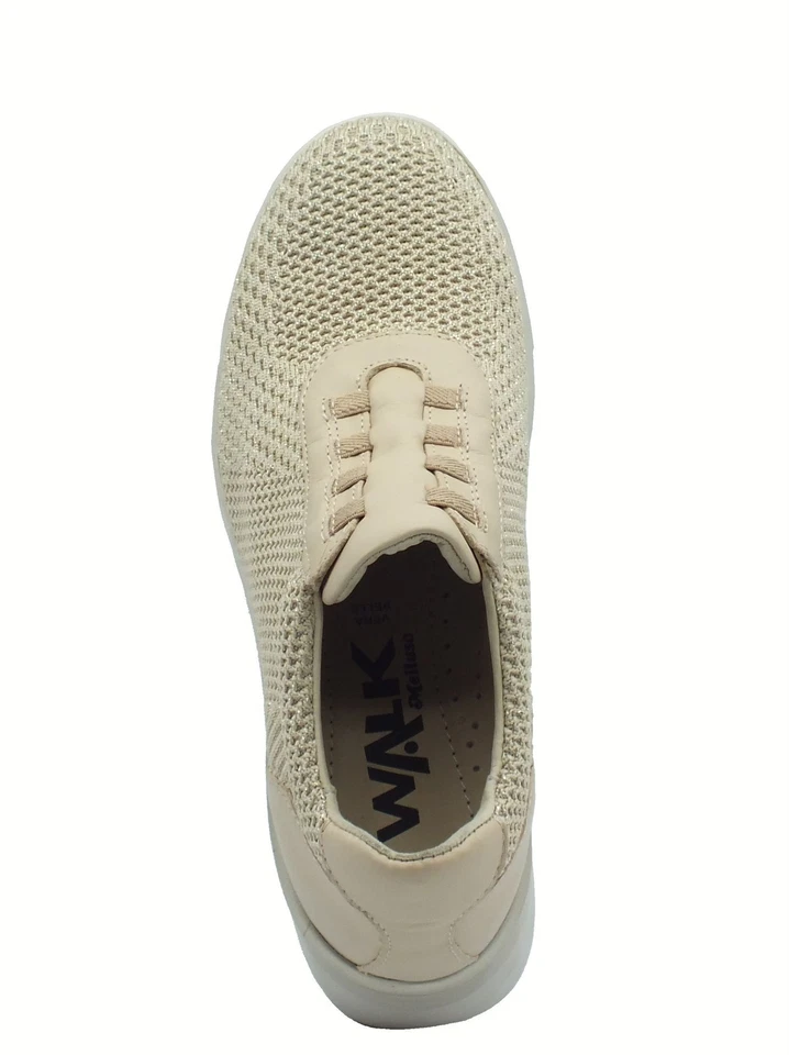 Melluso Walk K55431Z Beige Sneakers Slip-On per Donna in tessuto zeppa alta - Immagine 3 di 3