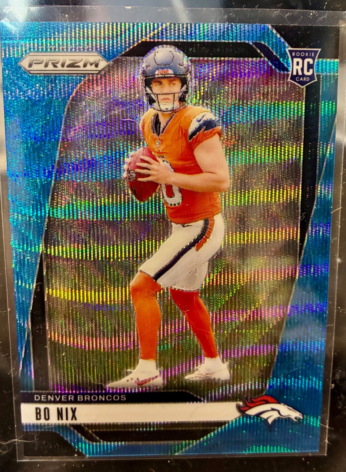 2024 Panini Prizm Bo Nix #309 Blue Wave Prizm /230 Rookie Denver Broncos