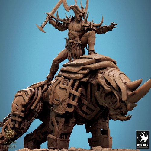 Iron Hell Rider STAND OFF 3D Miniatures 90mm base Awesome Detail - Picture 3 of 8