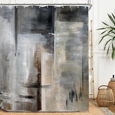 Abstract Brush Stroke Modern Shower Curtain Set 60Wx71H Inches Contemporary Mini