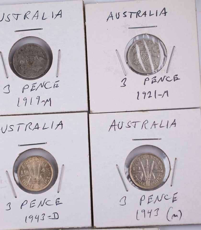 Silver 1911-1950 Australia 3 Pence Lot of 8  - Image 3 of 4