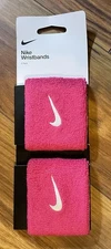 Nike Hot Pink Swoosh White Logo WristBands