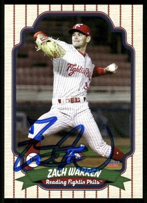 2021 Reading Fightin Phils ZACH WARREN Signed Card autograph VOLUNTEERS PHILLIES