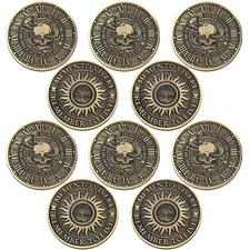 Misdary 10 Pcs Memento Mori Coin Memento Vivere Reminder Token Metal Skull Ch...