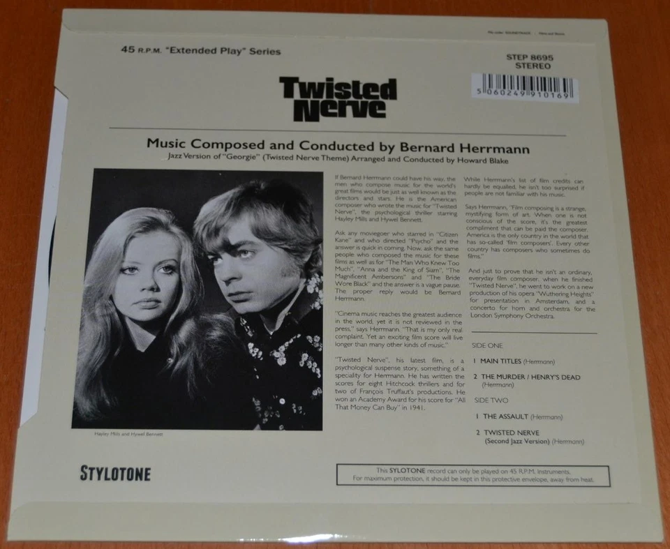 Bernard Herrmann - Twisted Nerve - 2016 Stylotone Label 7" Single - Image 2 of 4