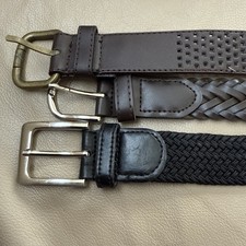 Lot Of 3 Men  s Belts Size 34 All Adjustable 2 Brown Leather Excellent Condition