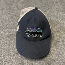 Patagonia Hat Mens OSFA Navy Blue Grey Fitz Roy Bear Logo Mesh Snapback Trucker