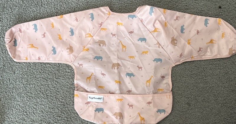 Tiny Twinkle Mess Proof Baby Bib, Full Long Sleeve Large 2-4yrs Animals NWOT