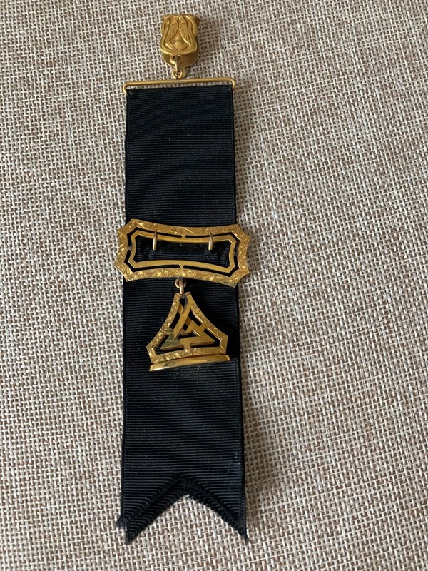 Antique Victorian Mourning Ribbon Watch Fob Chain