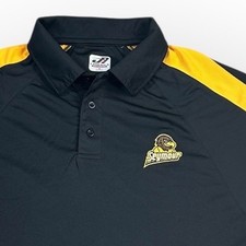J America Athletic Seymour Polo Shirt Mens XL Black Gold Eagle Logo