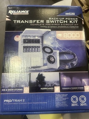 Reliance 306LRK 30Amp BackUp Power Manual Transfer Switch Kit PreWired 6-Circuit
