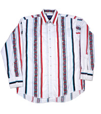 Vintage Wrangler Western Aztec Pearl Snap Shirt Large Men 90s Retro White Stripe