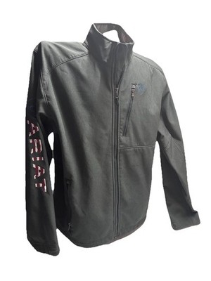 Ariat Men s Zip Up Coat Size Medium American Flag Embroidery Grey