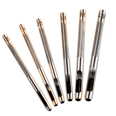 6 PCS Hollow Leather Punch Set, 1.5Mm-4Mm (1/16  -5/32  ) Carbon Steel Hole Punc