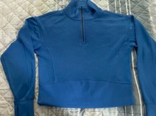 NWOT Danskin Women's Mixed Rib Half Zip Sweatshirt Jacket Blue Size S