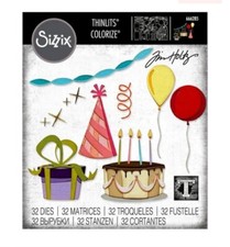 New! SIZZIX Thinlits Tim Holtz Metal Die Set CELEBRATE COLORIZE 666285