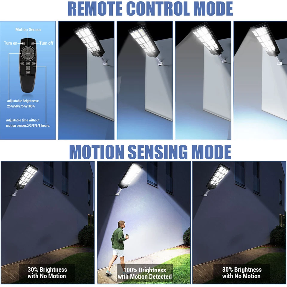 12000000LM Luz de Calle Solar Comercial LED Exterior Anochecer a Amanecer Lámpara de Área de Carretera Foto 2 de 4