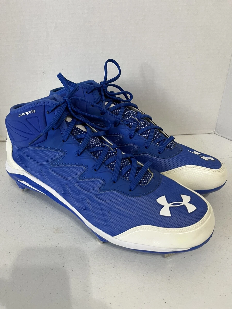 MEN S BASEBALL METAL CLEATS UNDER ARMOUR COMPFIT BLUE WHITE