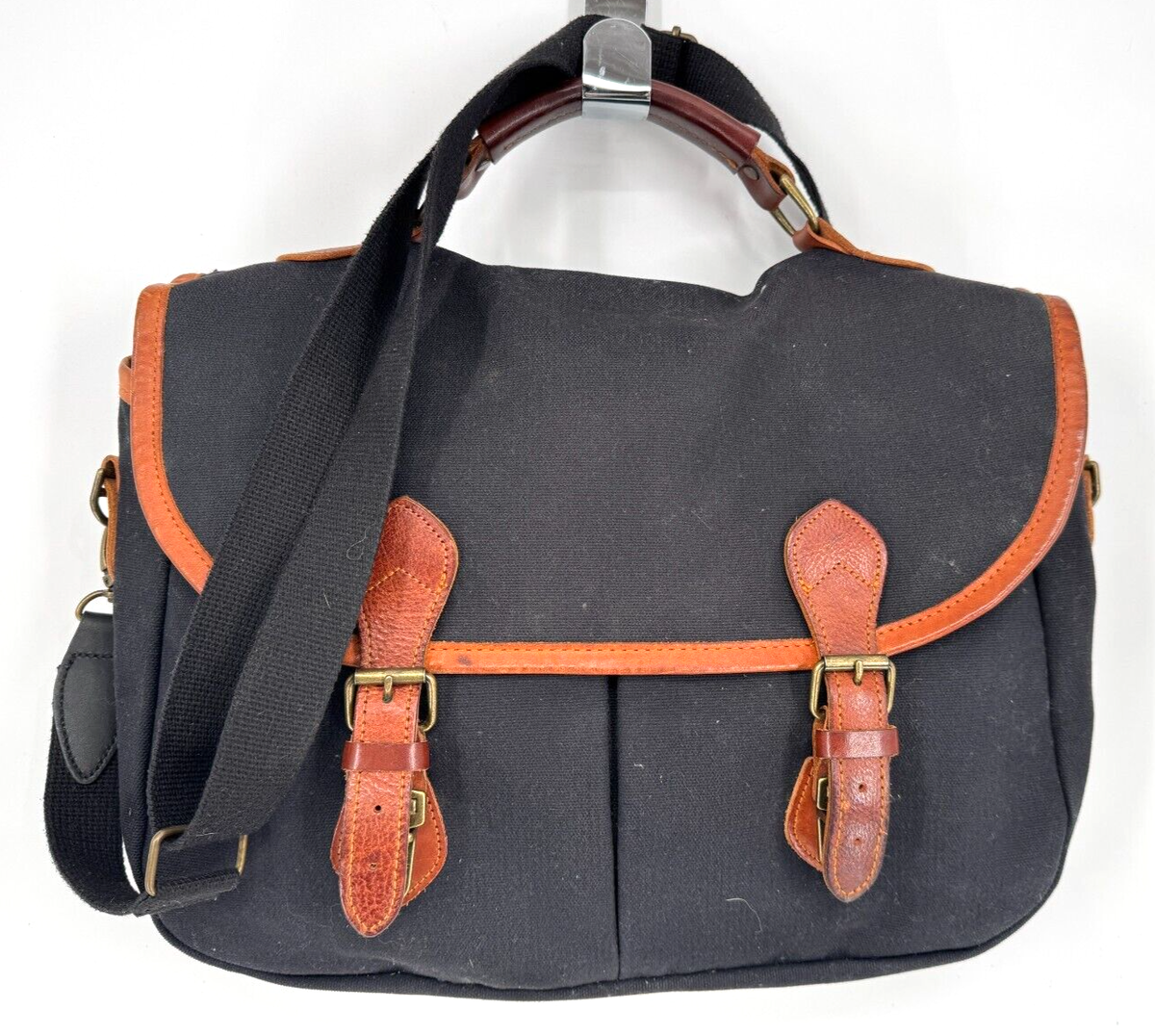 VTG Land's End Direct Merchants Navy Blue Canvas Leather VTG Land's End Direct Merchants Navy Blue Canvas Leather