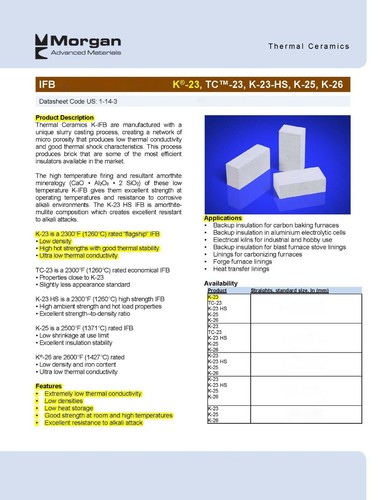 K23 Insulating Firebrick 4.5 x 4.5 x 1.5 Fire Brick Thermal Ceramics 2300F Qty 1 - Picture 2 of 12