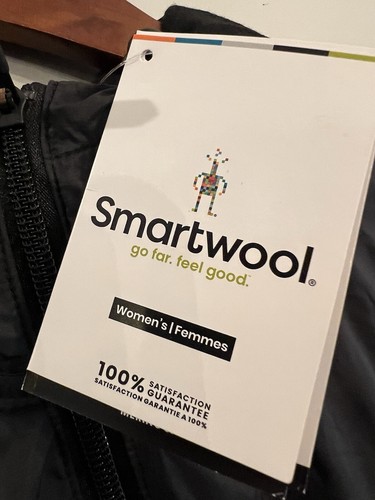 NUEVO CON ETIQUETAS SMARTWOOL W's Active Ultralite Anorak Chaqueta con Capucha Abrigo Negro Pequeño - Imagen 2 de 7