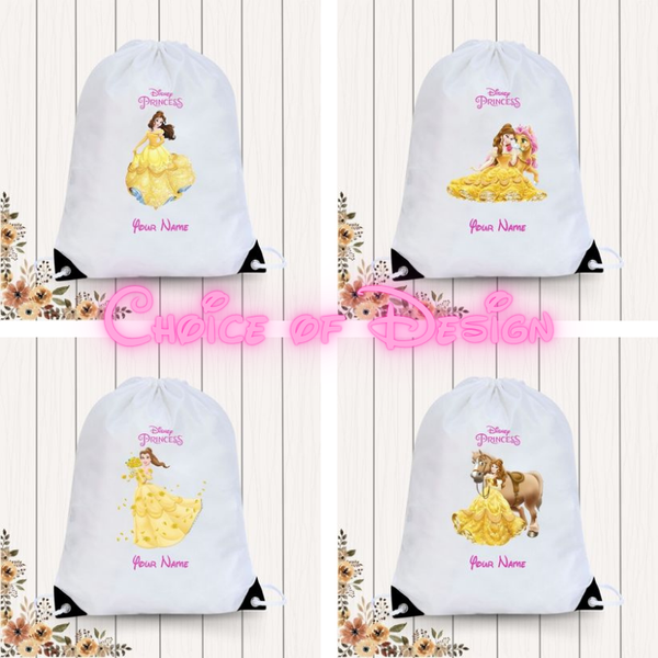 Belle Disney princess Personalised Gym Bag Swim Bag Choice of