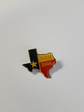 Texas 2008 Lapel Pin Map Shape Lone Star Red White Blue & Gold Colors Elections