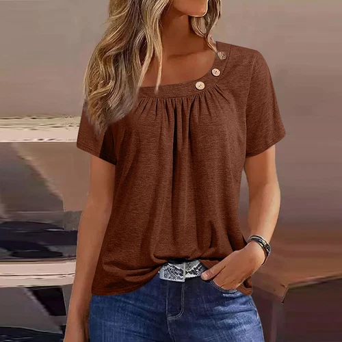 Damen T-Shirts Kurzarm Mode T-Shirts Tops Freizeit Sommer Outfits Kleidung - Bild 10 von 16