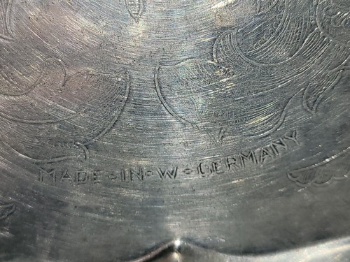 Vintage Metal Serving Tray Made In West Germany Etched/Engraved - Picture 3 of 3